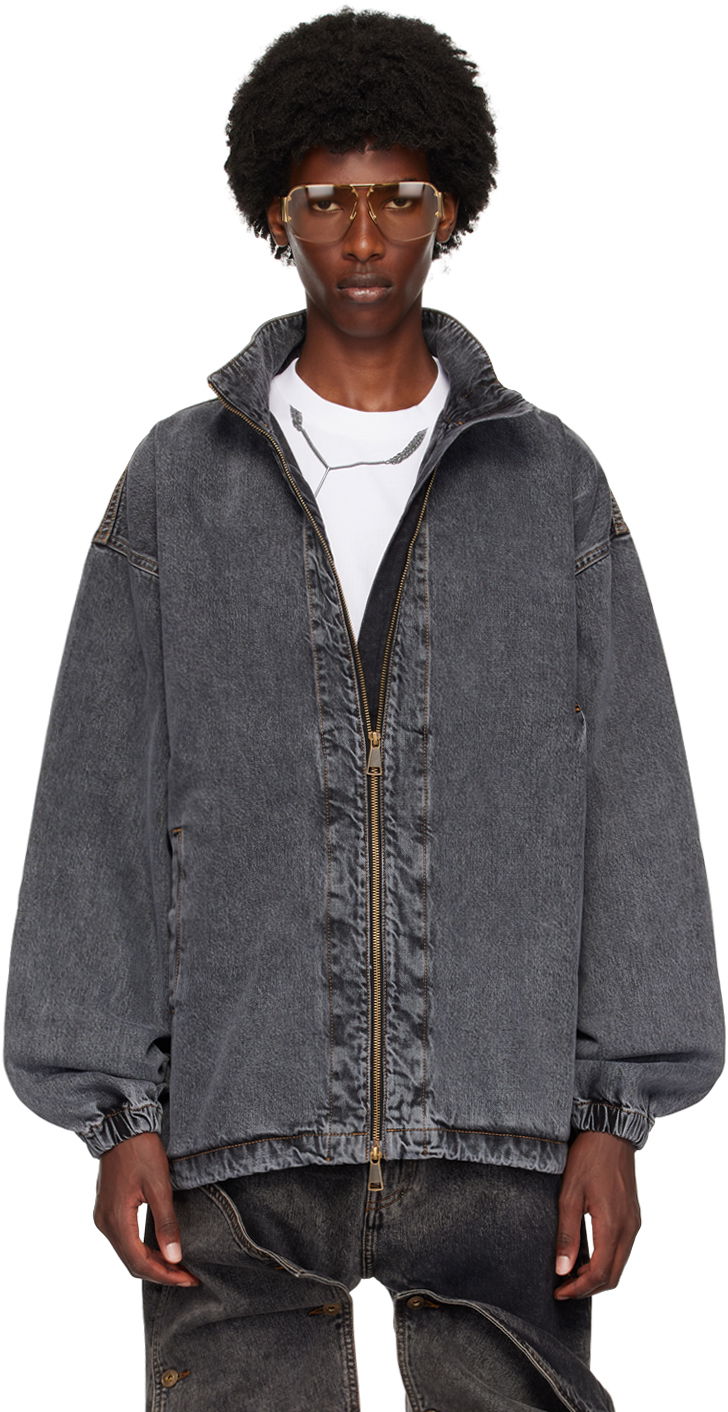 Bunda Y/PROJECT Gray Pinched Logo Denim Jacket Šedá | 207JA002, 0
