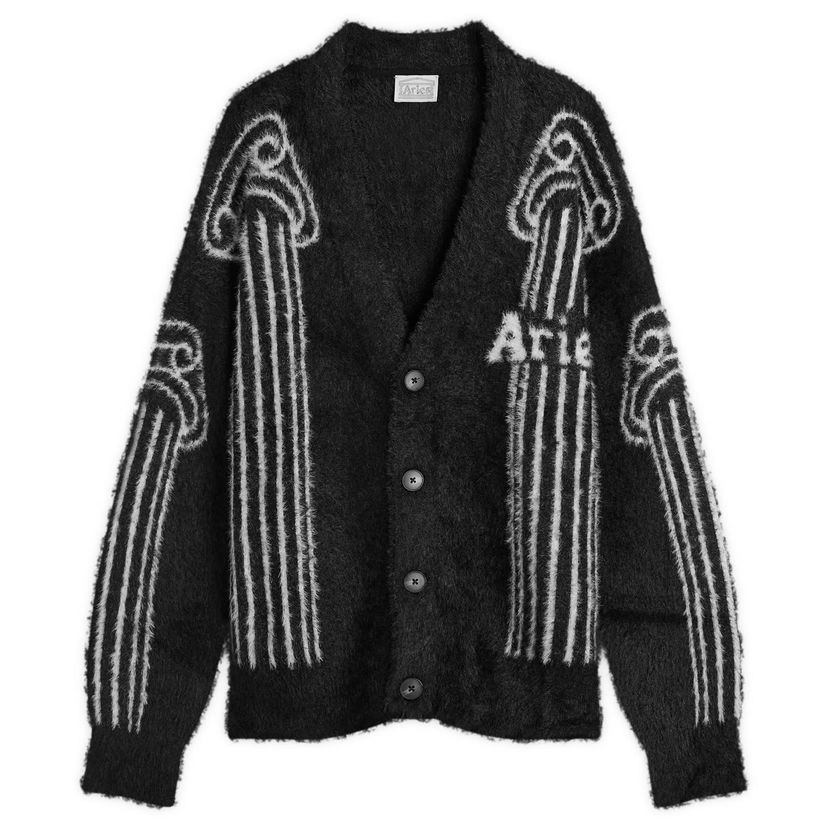 Sveter Aries Oversized Chenille Column Knit Cardigan, Size Large Čierna | AR20040-BLK