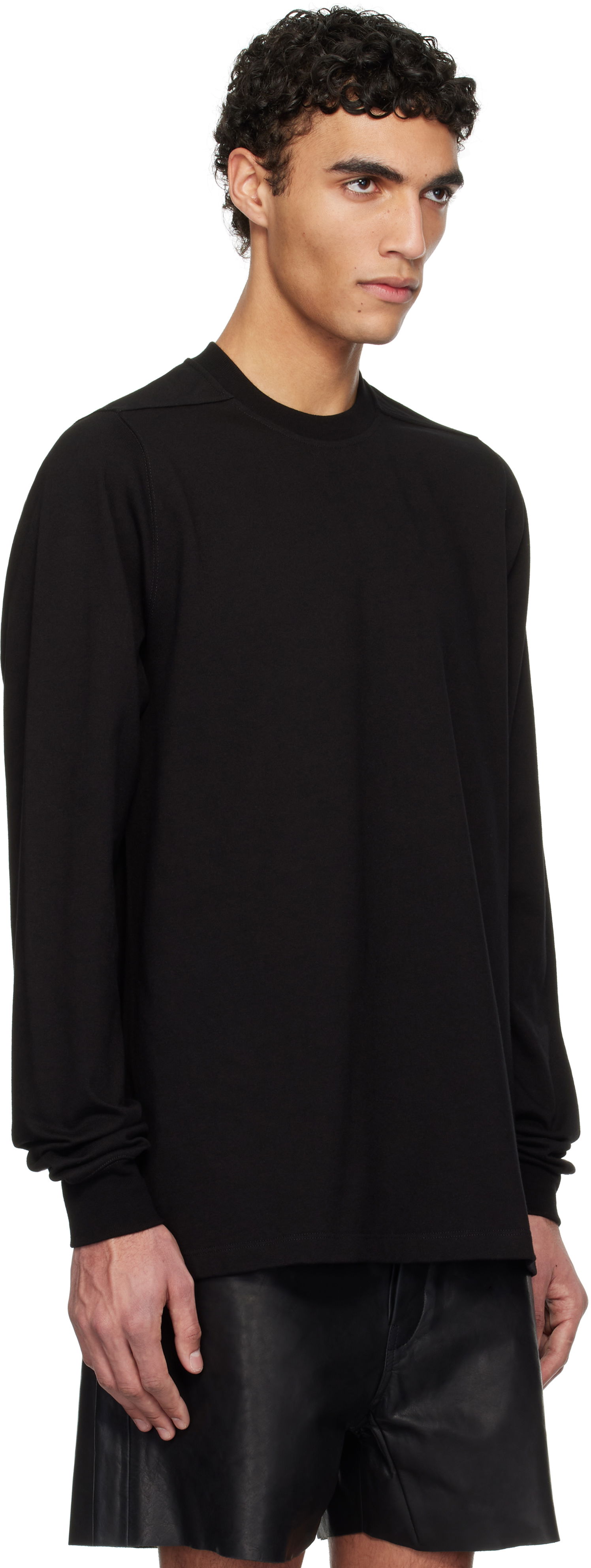 Sveter Rick Owens Rick Owens Hollywood Short Crewneck Long Sleeve Sweatshirt Čierna | RU01E5277 BA, 1