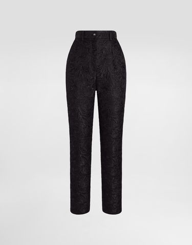 Nohavice Dolce & Gabbana Dolce & Gabbana Tailored Quilted Floral Jacquard Pants Čierna | FTAM2THJMQKN0000, 0