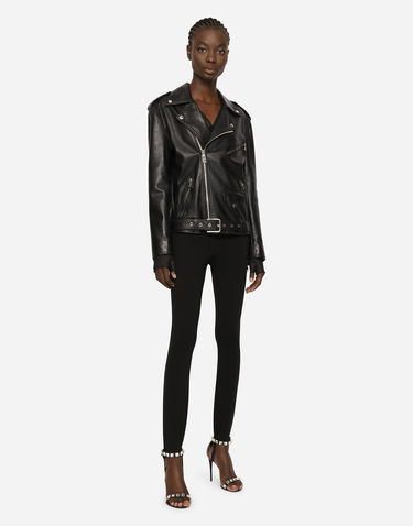 Bunda Dolce & Gabbana Asymmetric Zip Belted Leather Jacket Čierna | F9P52LHULRKN0000, 1
