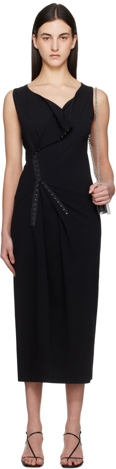 Šaty Maison Margiela MM6 Maison Margiela Cotton Rib Hook-Eye Midi Dress Čierna | S52CT0786 M20054, 0