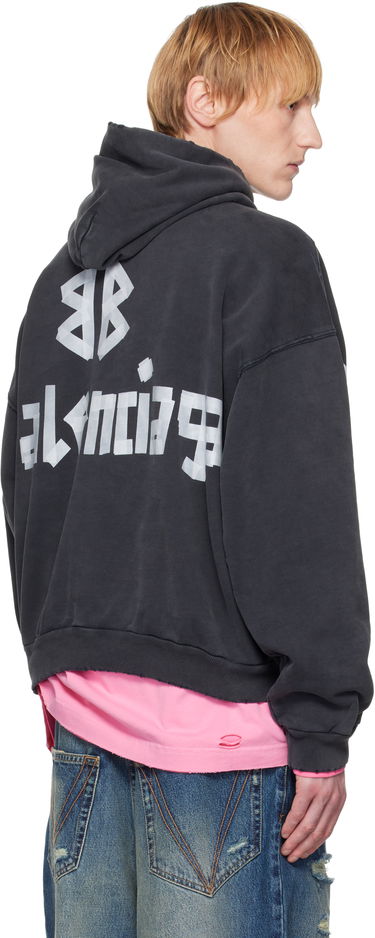 Mikina Balenciaga Balenciaga Tape Type Ripped Pocket Hoodie Čierna | 744441TRVK2, 2