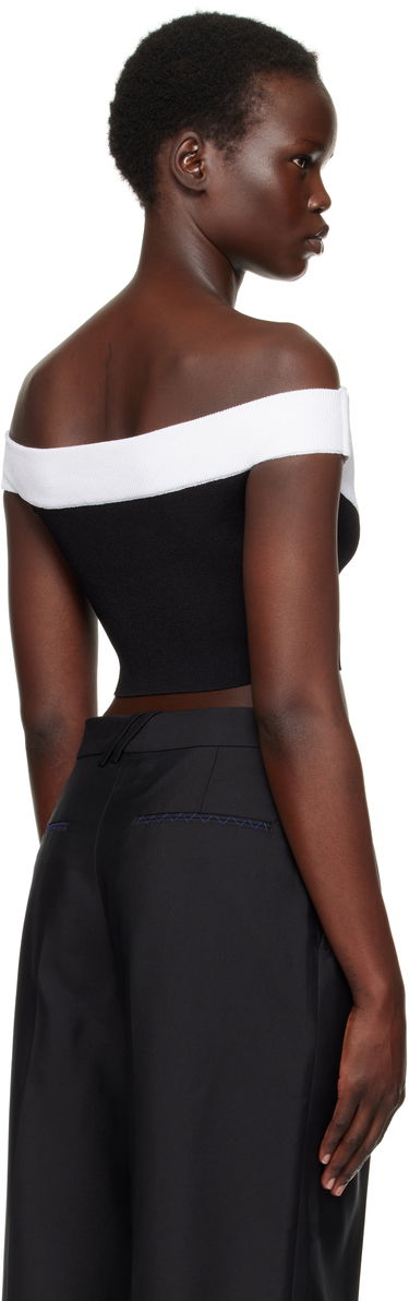 Sveter Balmain Balmain Two-Tone Knit Cropped Top Čierna | EF1AA375KH82, 2