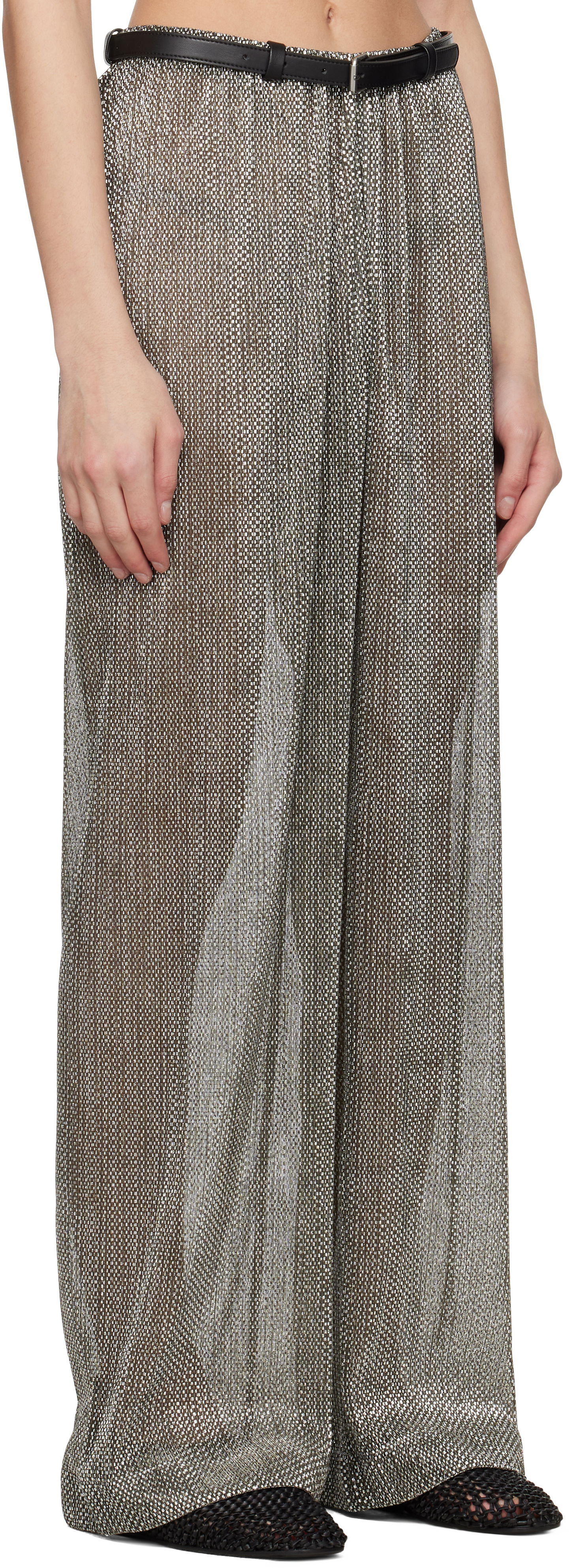 Nohavice Nanushka Nanushka Maglie Metallic Knit Trousers Metalická | NW25SSPA30082, 1