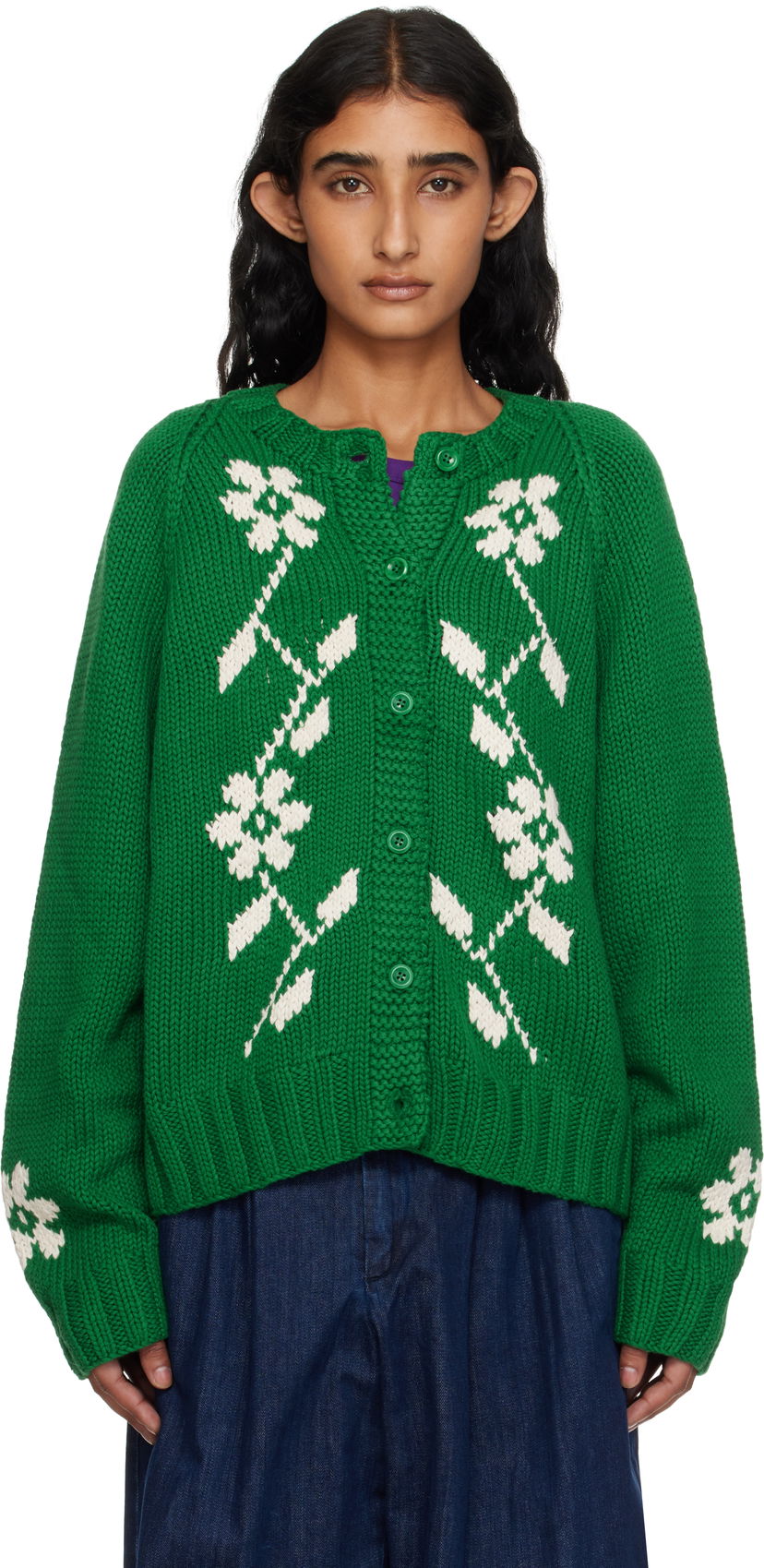 Sveter YMC YMC Atomic Knit Cardigan Zelené | Q8YMD