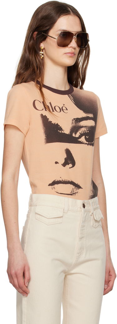Tričko CHLOÉ Chloé Crewneck Logo Graphic T-Shirt Béžová | CH25UJH11189, 1