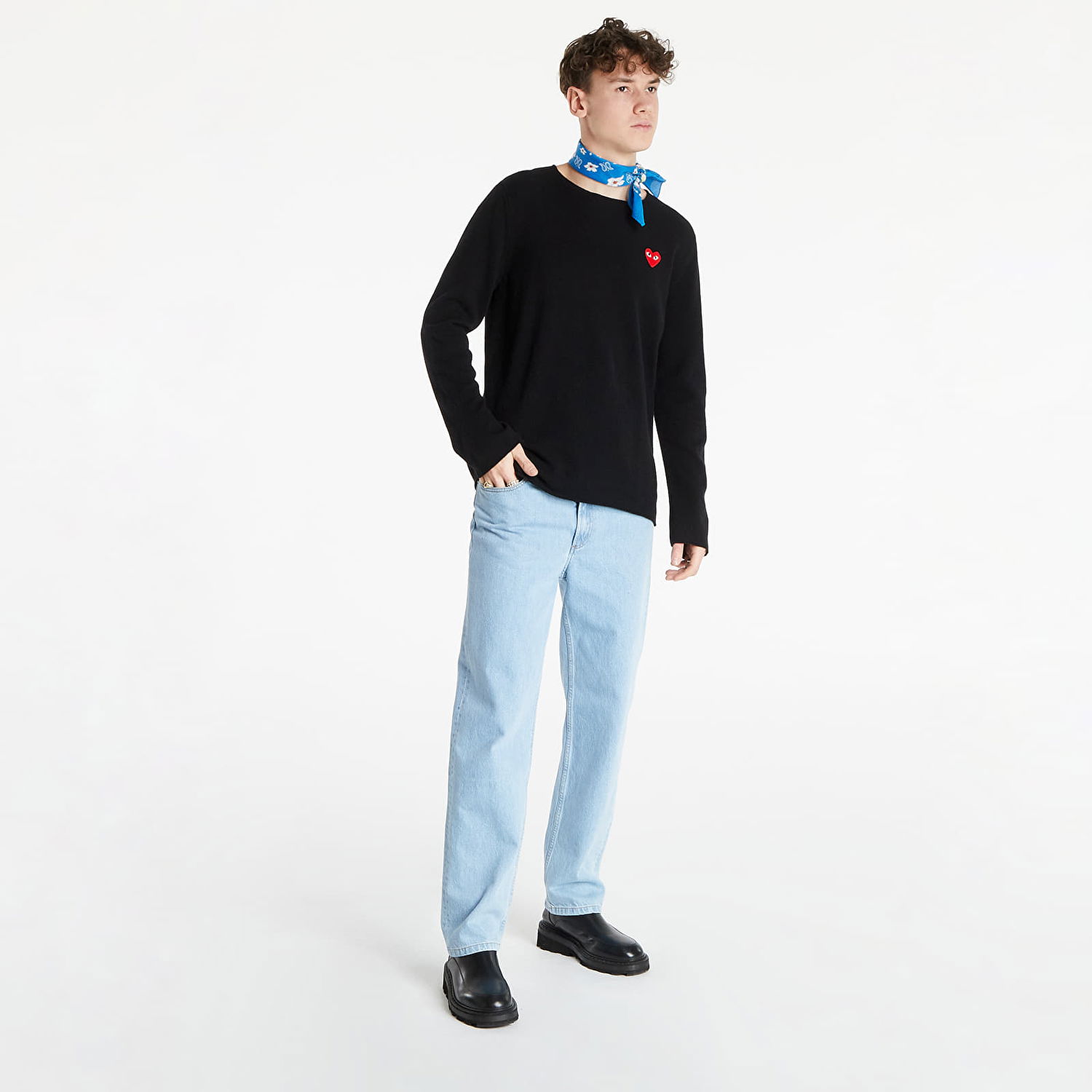 Sveter Comme des Garçons PLAY Red Heart Crewneck Jumper Čierna | AZN068 Black, 1