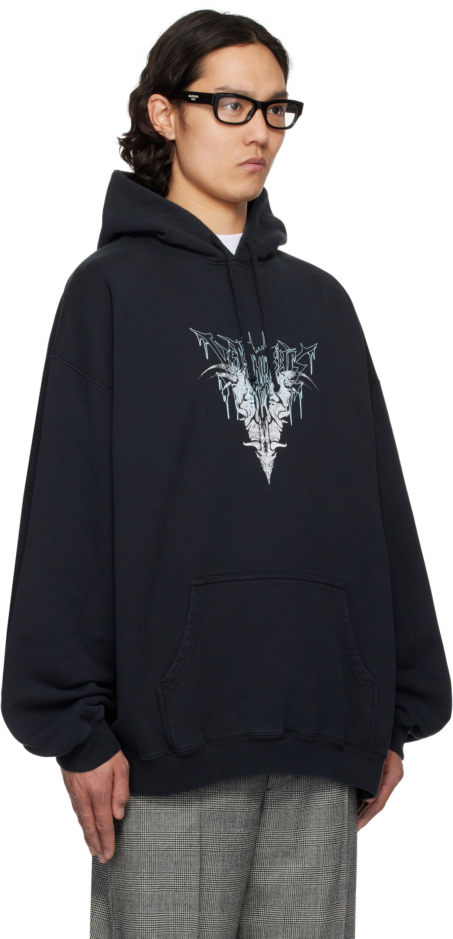 Mikina VETEMENTS Vetements Bone V Oversized Hoodie Čierna | UA66HD740B, 1