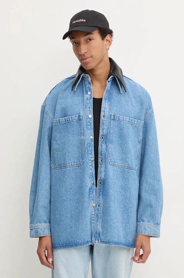 Košeľa Nanushka Relaxed Denim Shirt With Classic Collar Modrá | NU24PFJK00553, 0