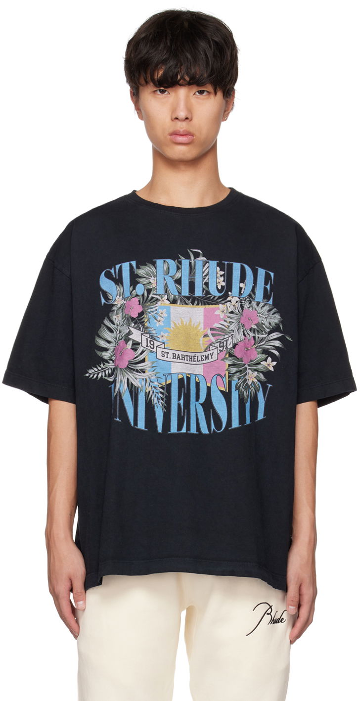 Tričko Rhude Rhude St. Barthélémy University Graphic Tee Čierna | RHPS23TT12837610, 0
