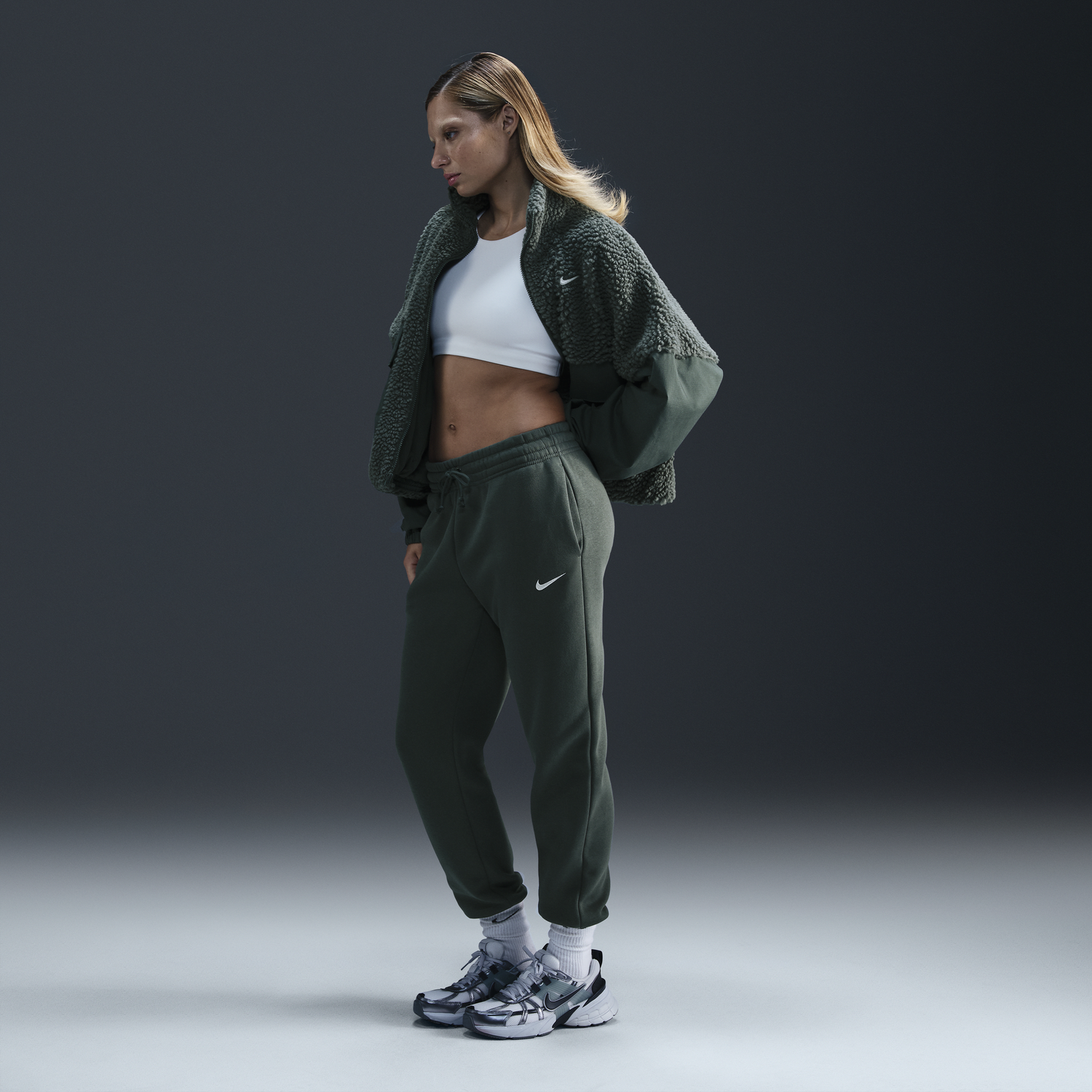 Tepláky Nike Sportswear Phoenix Fleece Pants Zelené | FZ7626-338, 0