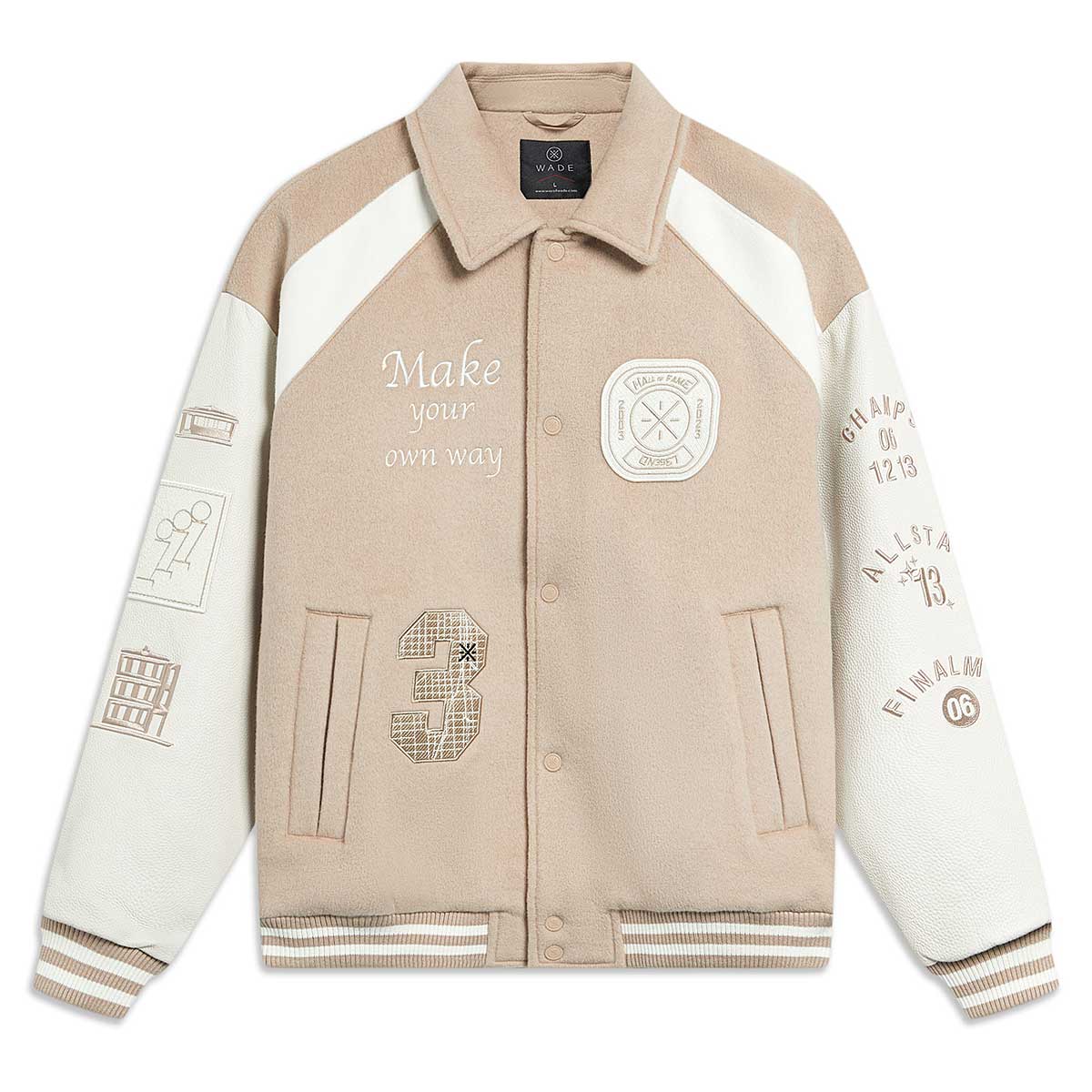 Bunda Li-Ning D. WADE Hall of Fame Varsity Jacket Béžová | AJPT005-3, 1