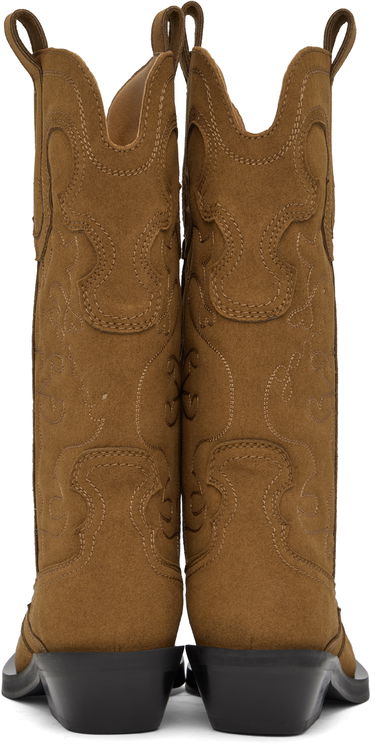 Oblečenie GANNI GANNI Mid Shaft Embroidered Western Boots Hnedá | S2742, 1