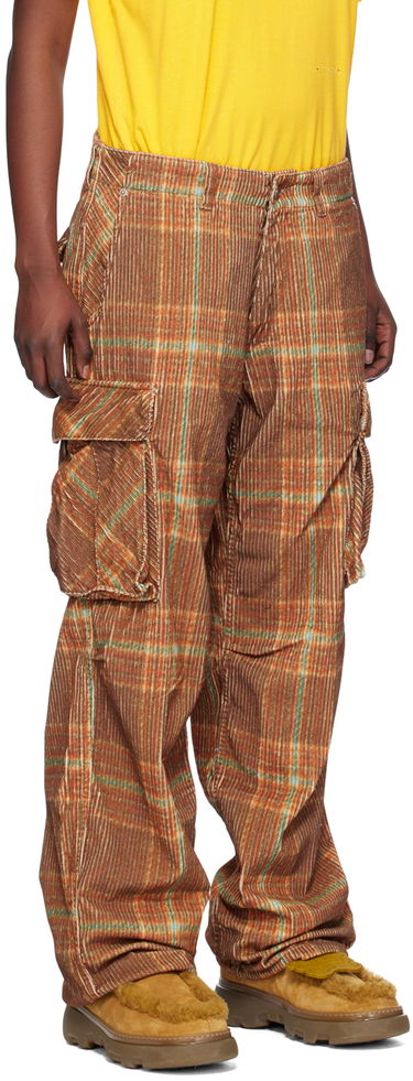 Cargo nohavice ERL Plaid Corduroy Cargo Pants Hnedá | ERL07P010, 1