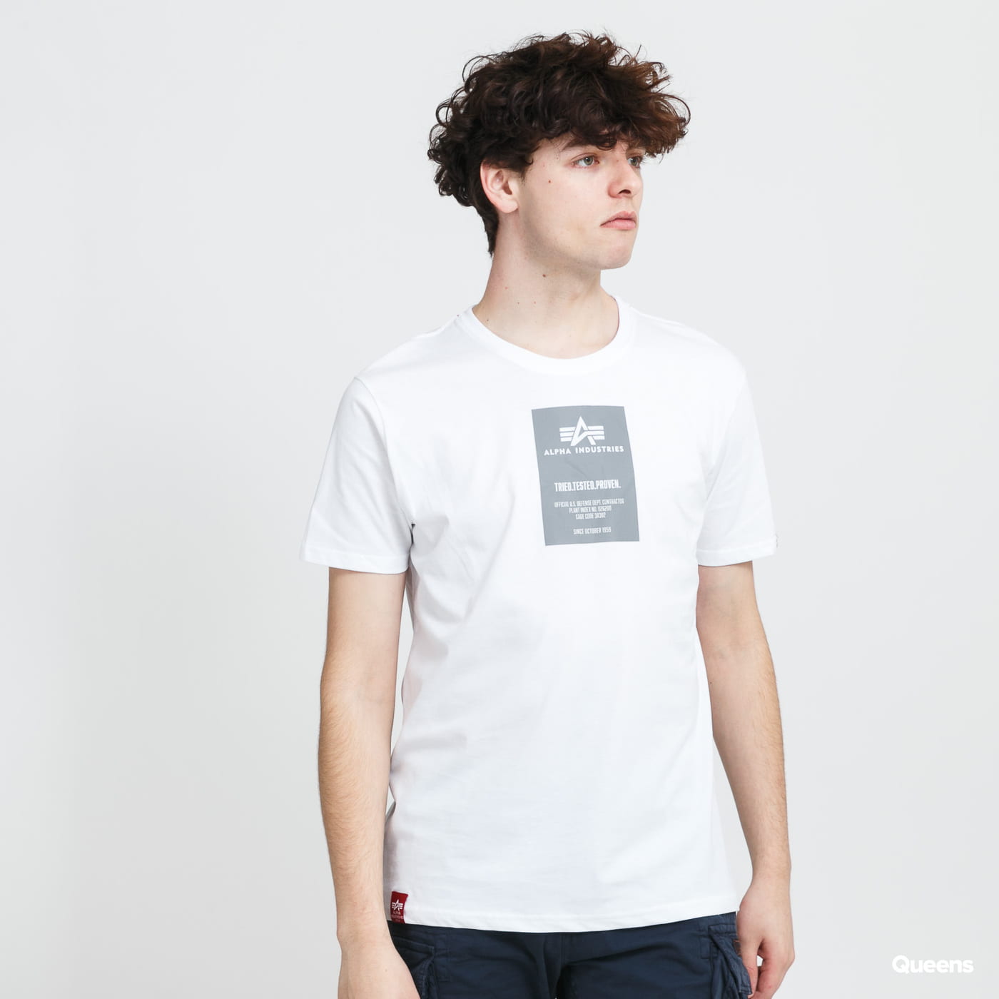 Tričko Alpha Industries Reflective Label Tee Biela | 126501 09, 0