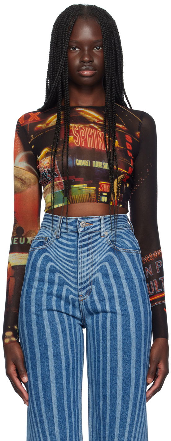 Crop Top Jean Paul Gaultier Gaultier 'The Pigalle Crop' Long Sleeve T-Shirt Rôznofarebný | 24/30-F-TO205-T552-00301550, 0