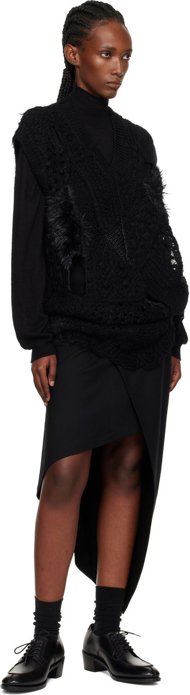 Vesta Junya Watanabe Junya Watanabe Patchwork V-Neck Sweater Vest Čierna | JP-N012-051-1, 3