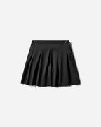 Object Pleated Mini Skirt with Metal Clips and Raw Hem