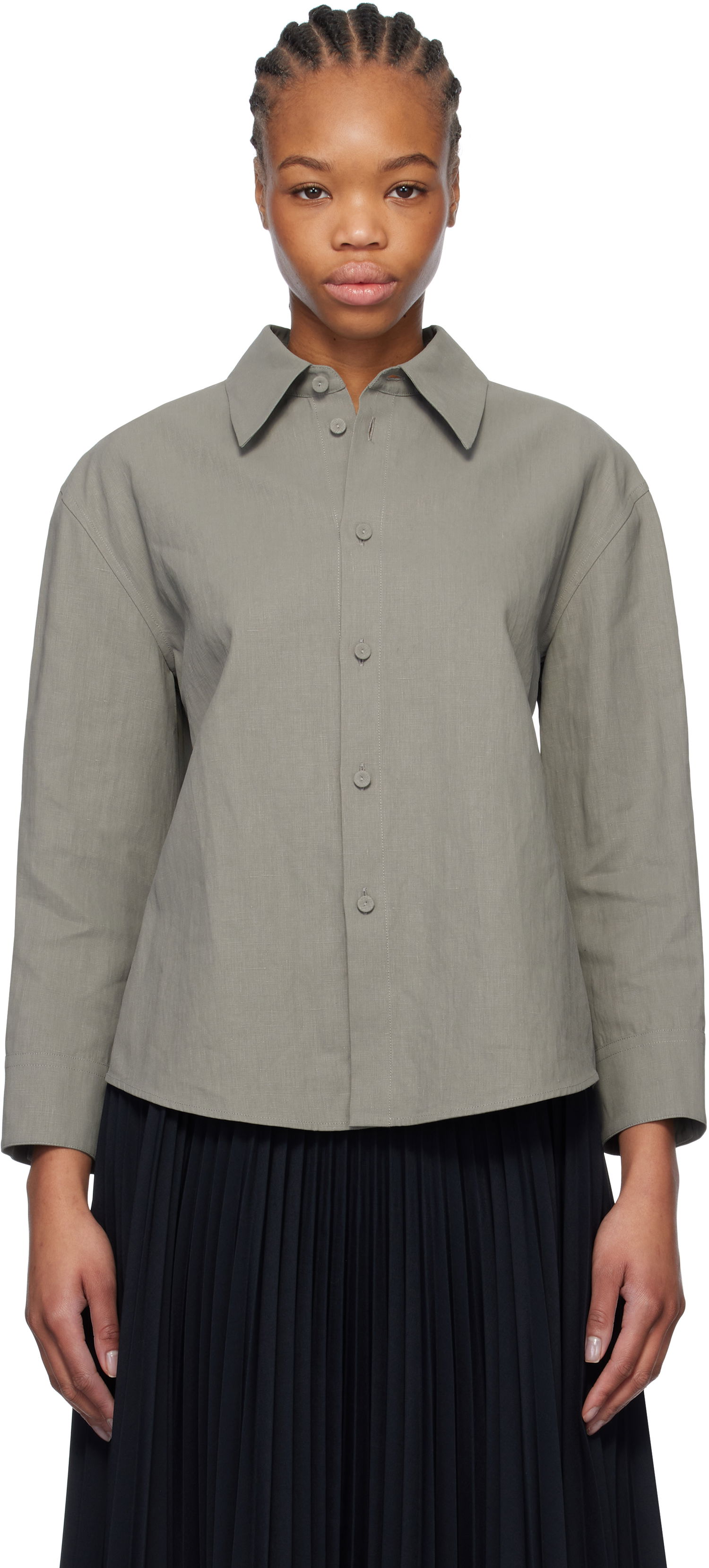 Košeľa Jil Sander Jil Sander Cropped Linen Shirt Zelené | J02DL0205_J60001, 0