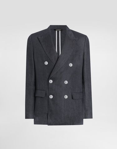 Bunda Dolce & Gabbana Dolce & Gabbana Sicilia Light Double-breasted Linen Canvas Jacket Šedá | G2QS7TFU4MFN9833, 0