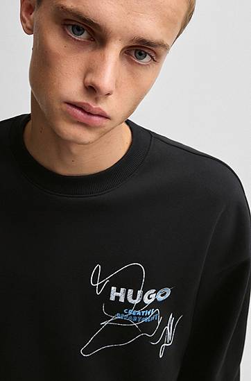 Sveter BOSS HUGO Sweatshirt With Seasonal Artwork Čierna | 50534210, 1