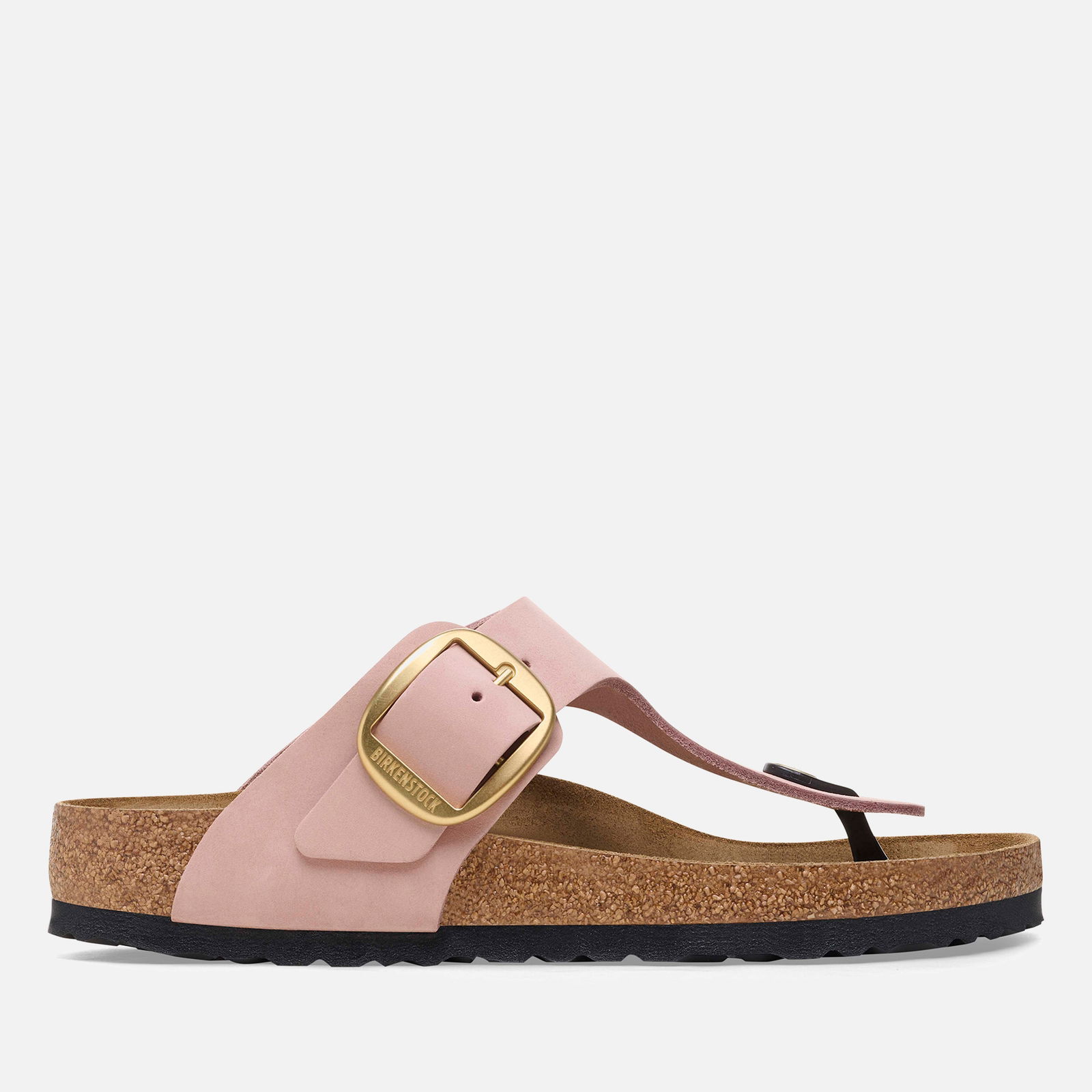 Women's Gizeh Big Buckle Slim Fit Nubuck Toe Post Sandals - Soft Pink - UK 3.5