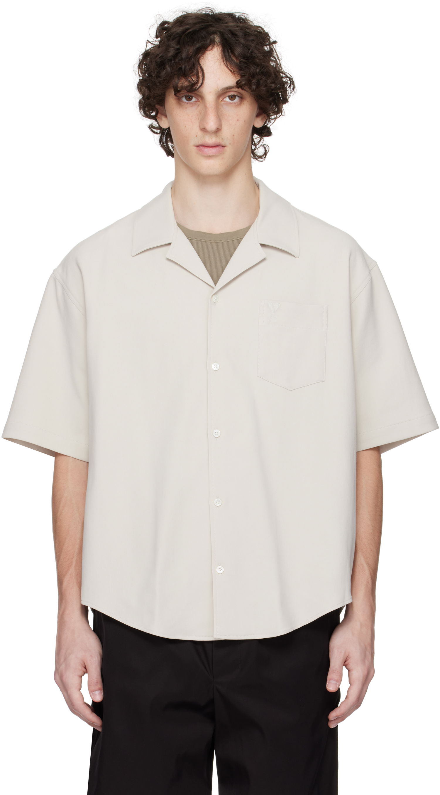 Košeľa AMI AMI Paris Camp Collar Shirt Béžová | HSH219.CO0106, 0