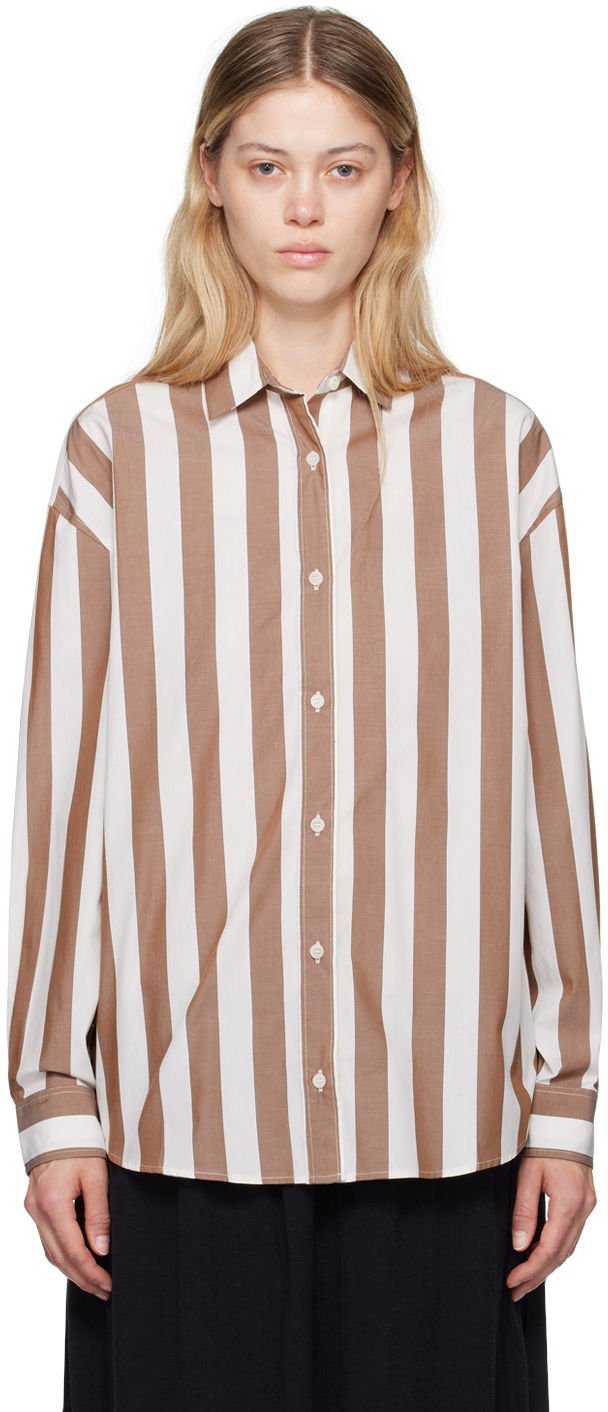 Košeľa Baserange Loose Striped Shirt Hnedá | SHLOL-PO-AU24, 0