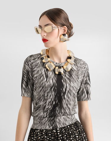Sveter Dolce & Gabbana Silk Sweater Fur-print Šedá | FXX03TJAHLAHI3VQ, 3