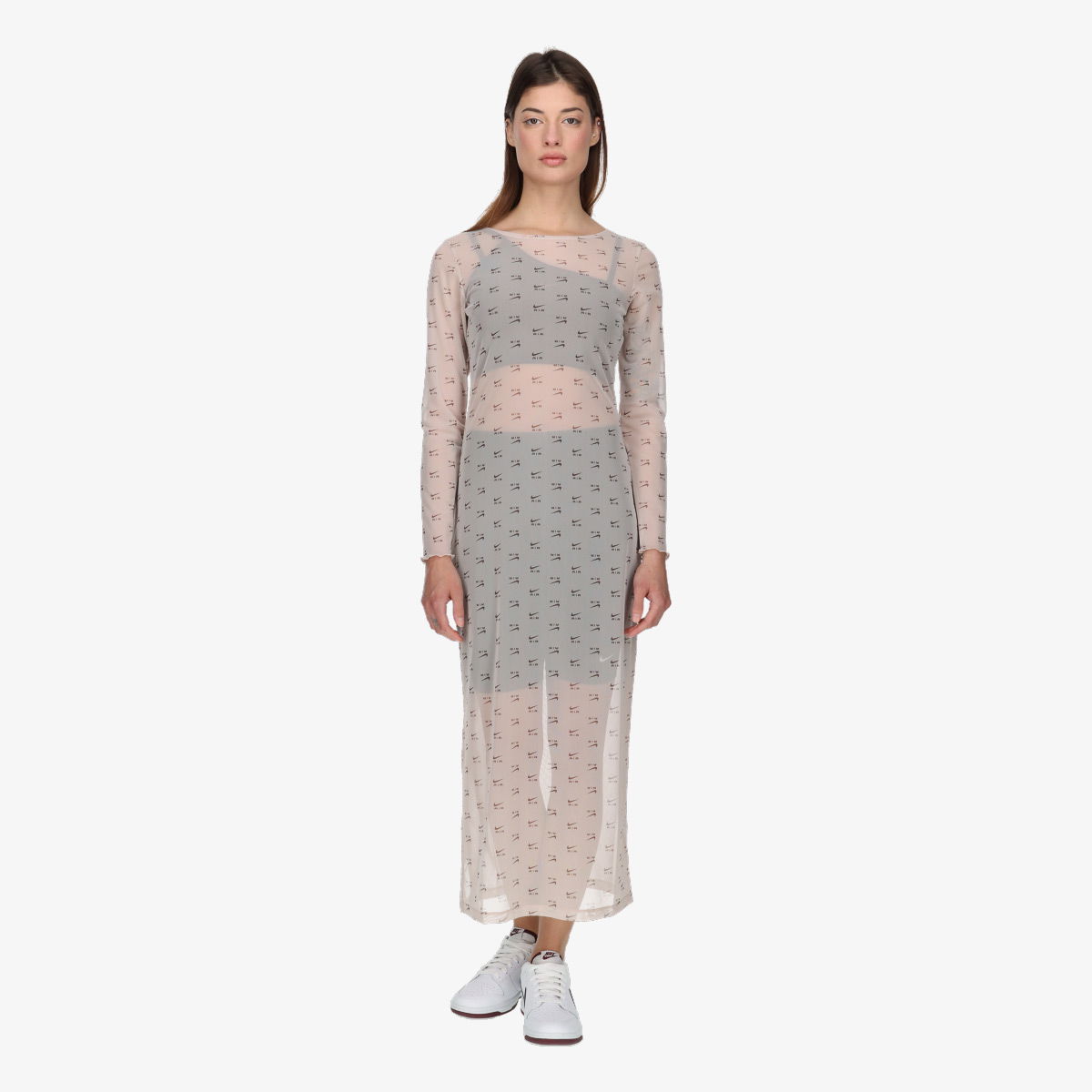 W NSW AIR AOP MESH LS DRESS