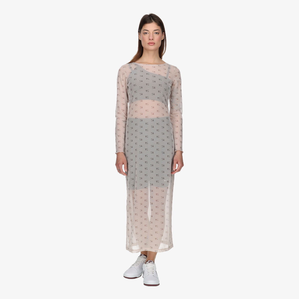 Šaty Nike W NSW AIR AOP MESH LS DRESS Šedá | DV8249-292, 0