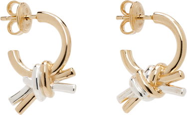 Náušnice Bottega Veneta Bottega Veneta Knot Gold & Silver Hoop Earrings Metalická | 838167 V507D, 1