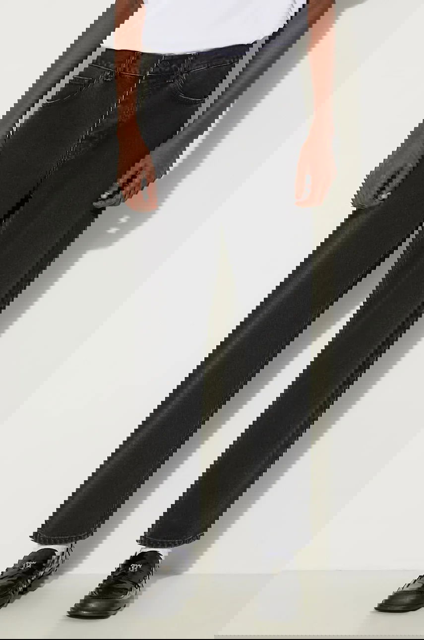 Džínsy Carhartt WIP Carhartt WIP Straight Fit Cropped Jeans Čierna | I029208.BLACK.STON, 0