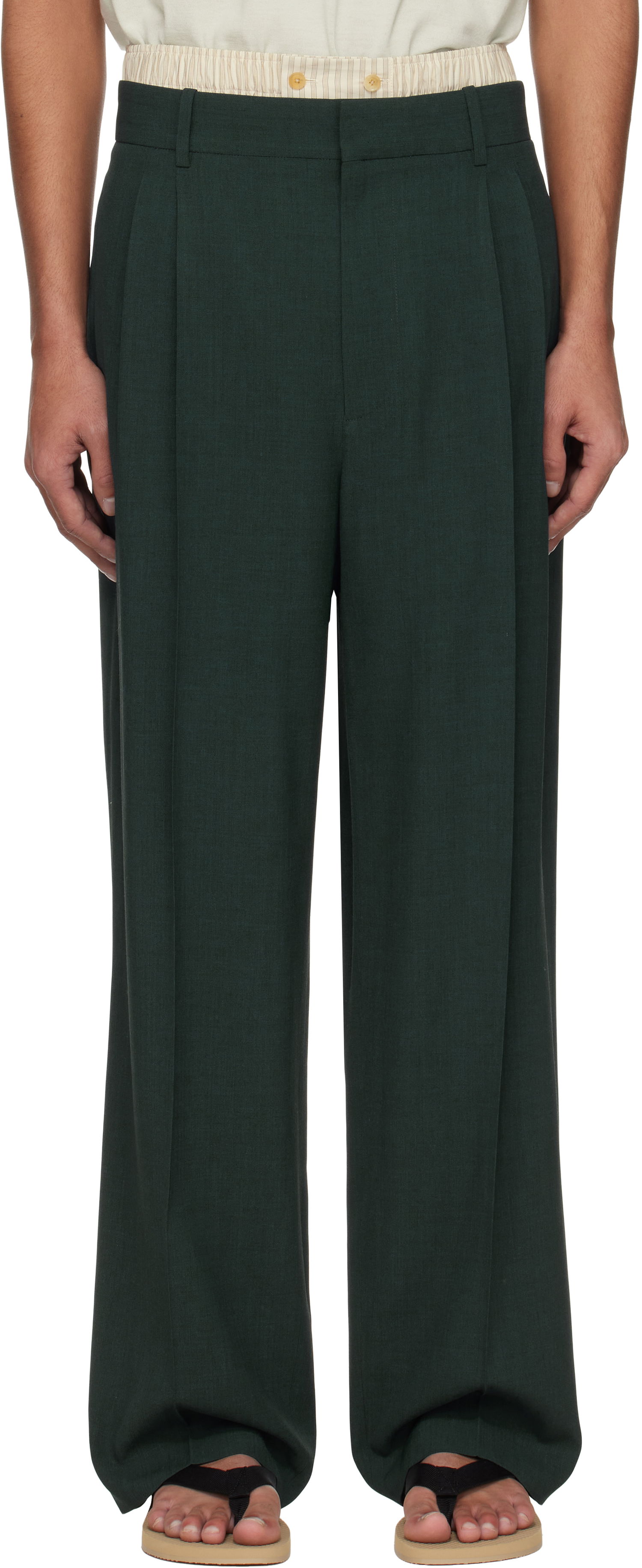 Nohavice The Row The Row Silas Pleated Trousers Zelené | 909-W3685, 0
