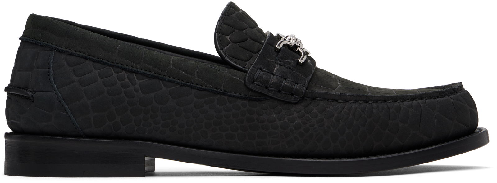 Croc-Effect Suede Loafers