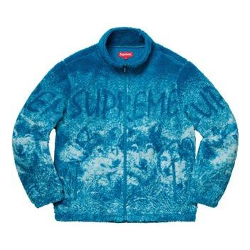 Sveter Supreme Wolf Fleece Jacket with Print Modrá | SUP-SS19-450