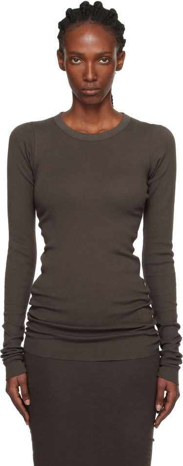 Tričko Rick Owens DRKSHDW Concordians Ribbed Long-Sleeve T-shirt Hnedá | DS02E7217 RN, 0