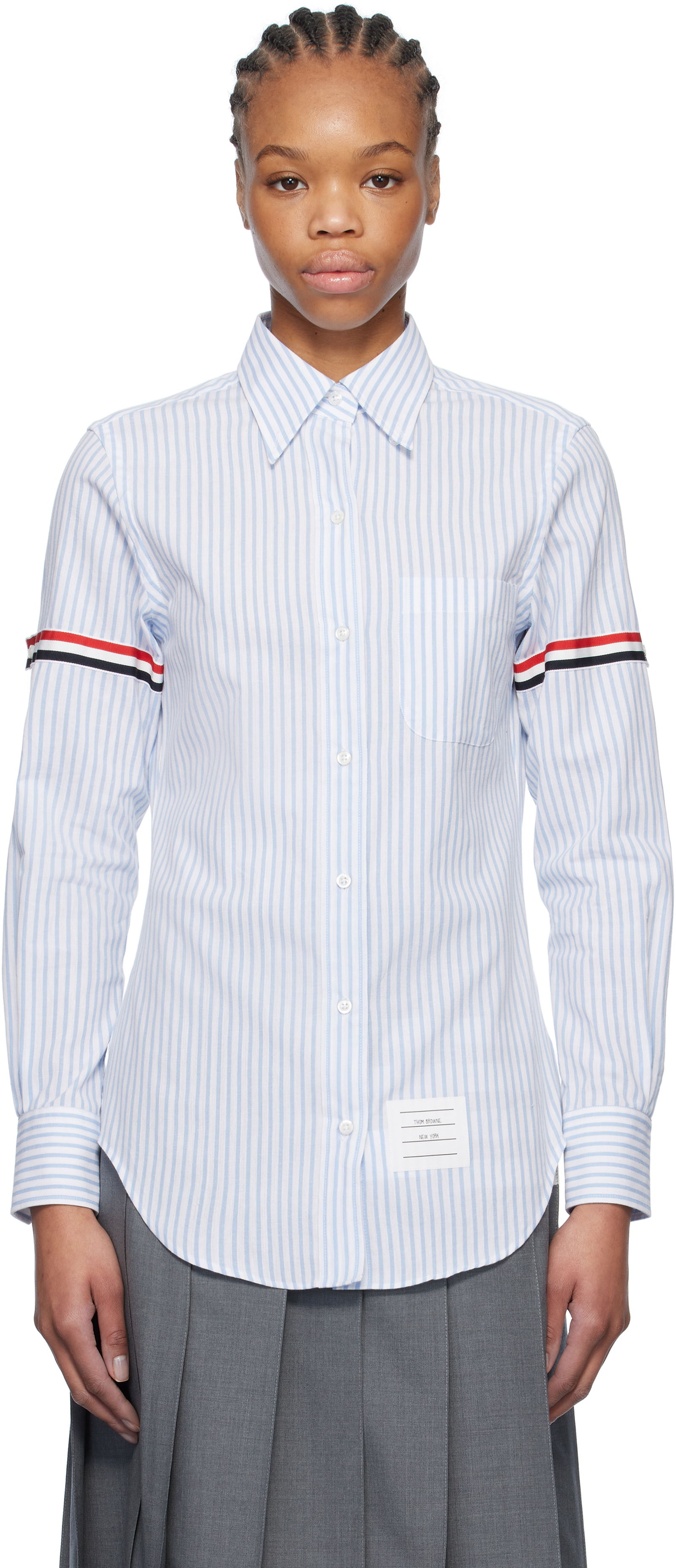 Thom Browne Striped Oxford Shirt with 4-Bar