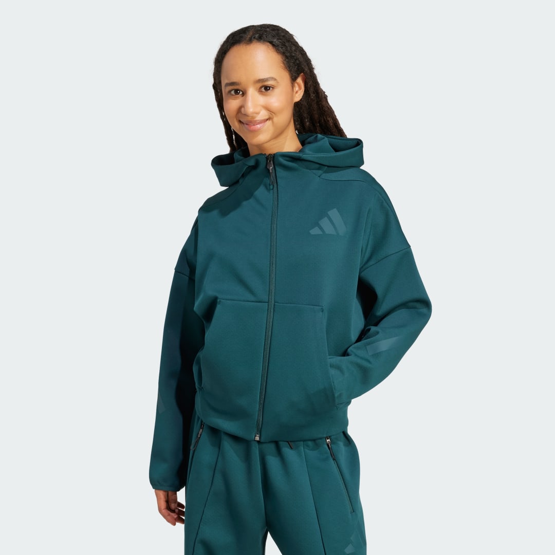 Mikina adidas Performance Z.N.E. Full-Zip Hoodie Zelené | JW5321, 0