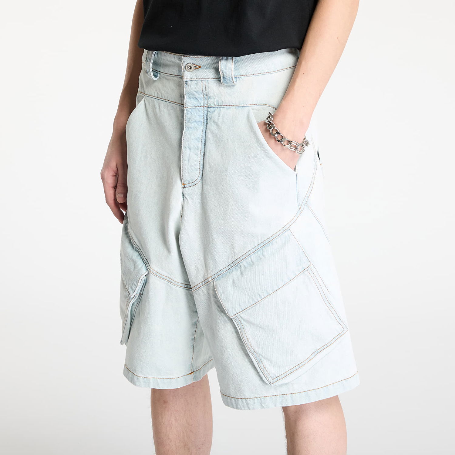 Šortky Marcelo Burlon Marcelo Burlon Wide Cargo Denim Shorts Modrá | CMYC003S25DEN0014000, 1