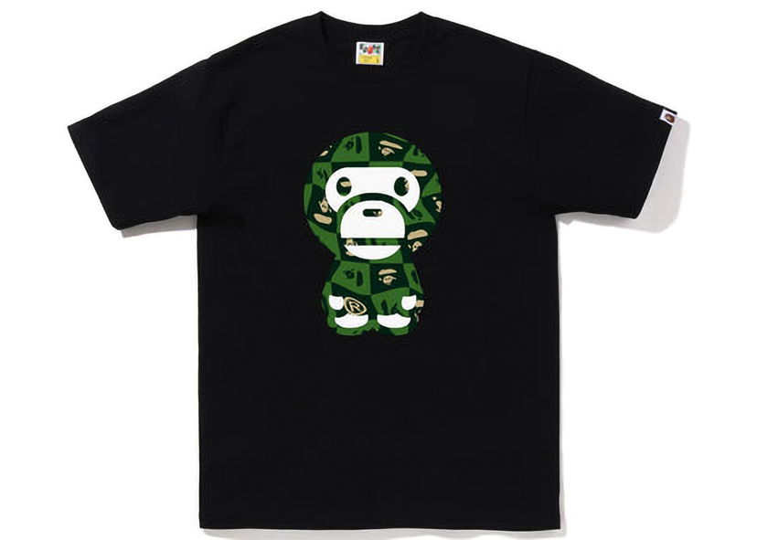 Tričko BAPE BAPE Distortion Big Baby Milo Tee Black Green Čierna | 2I80-110-008
