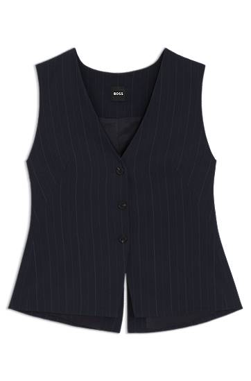 Vesta BOSS BOSS Pinstripe Single-Breasted Waistcoat Navy | 50548493, 0