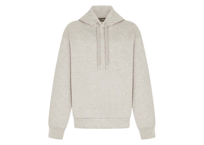 Mikina Dolce & Gabbana Jersey Metal DG Logo Hoodie Grey Béžová | G9VC8ZHUML9S8295
