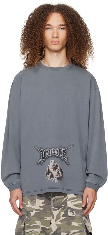 Tričko We11done Monster Graphic Long Sleeve T-Shirt Modrá | WD-TT0-24-718-U-NV, 0