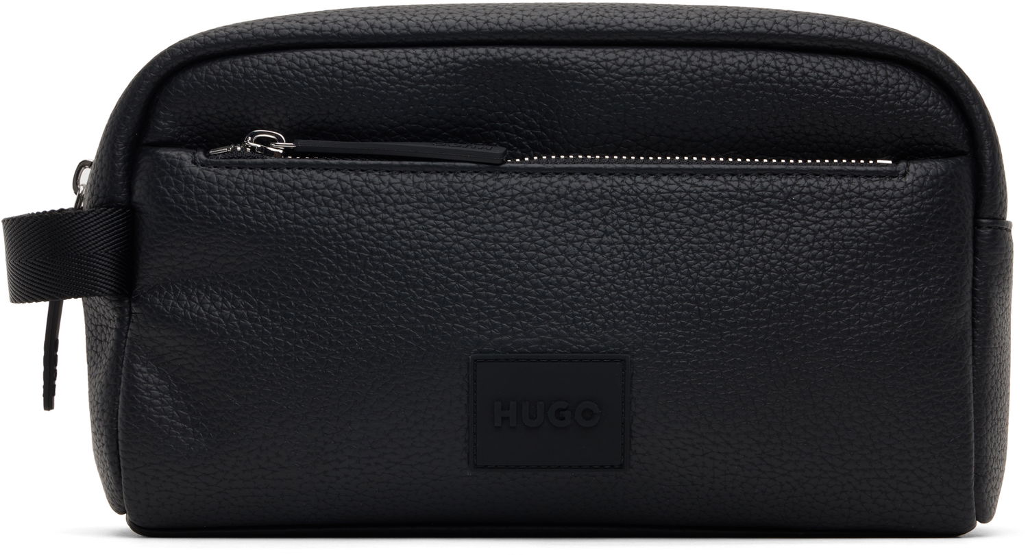 Cestovná taška BOSS Pebbled Faux Leather Washbag Čierna | 50535686, 0