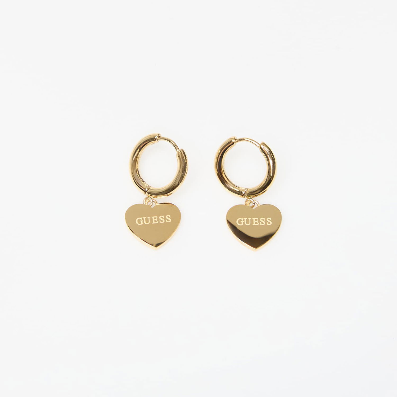 Náušnice GUESS Huggie Me Heart Charm Hoop Earrings with Crystal Detail Žltá | JUBE03145JWYG-GOLD, 1