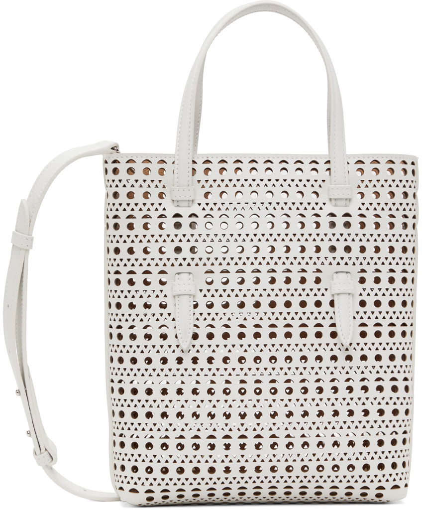 Tote bag Alaïa Perforated Leather Tote Bag Biela | AA1S06818CA263, 0