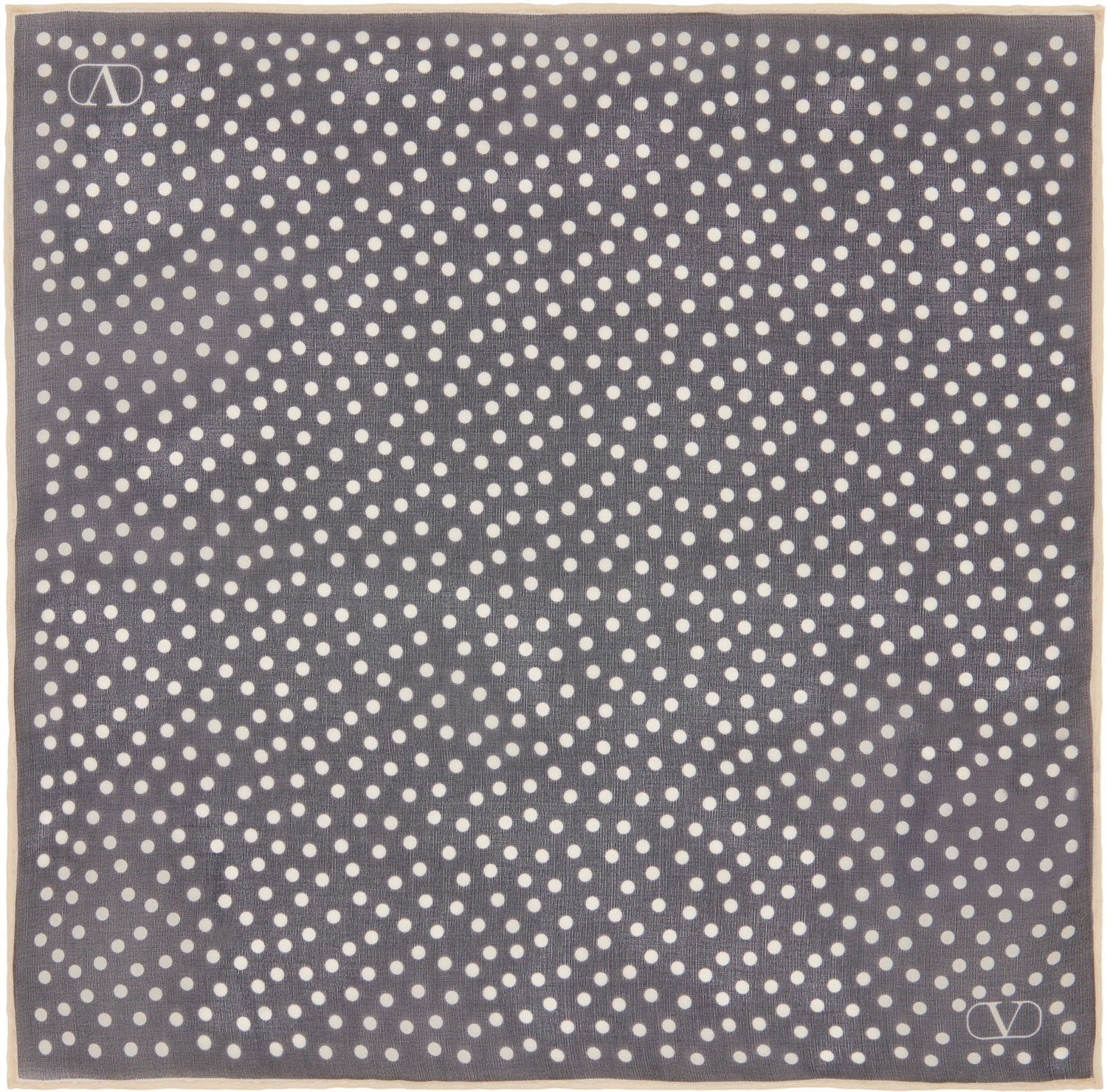 Šál Valentino Valentino Garavani Chez Valentino Silk Pocket Square with Polka Dot Print Šedá | 6W0EX002TTR, 0