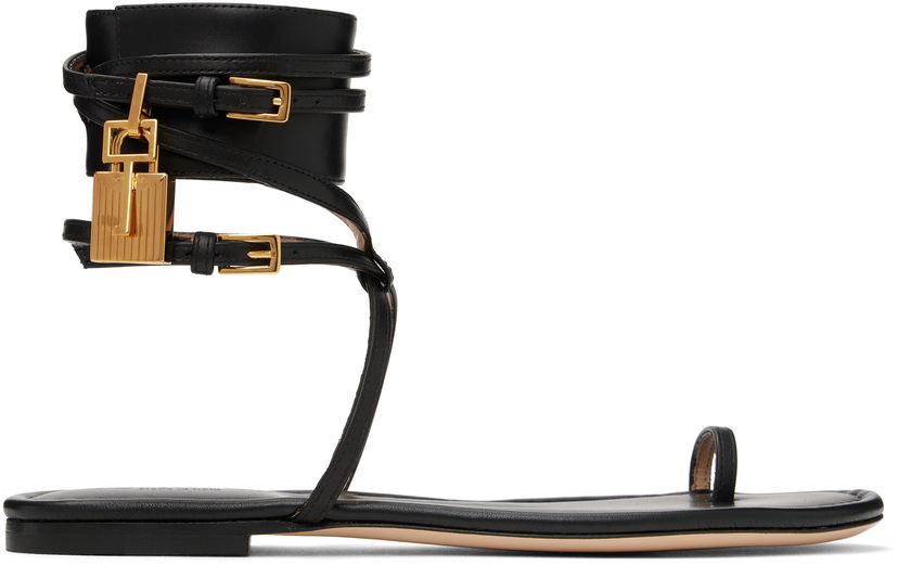 Doplnky Tom Ford TOM FORD Soft Calf Ankle Wrap Sandals Čierna | W3669-LCL002G